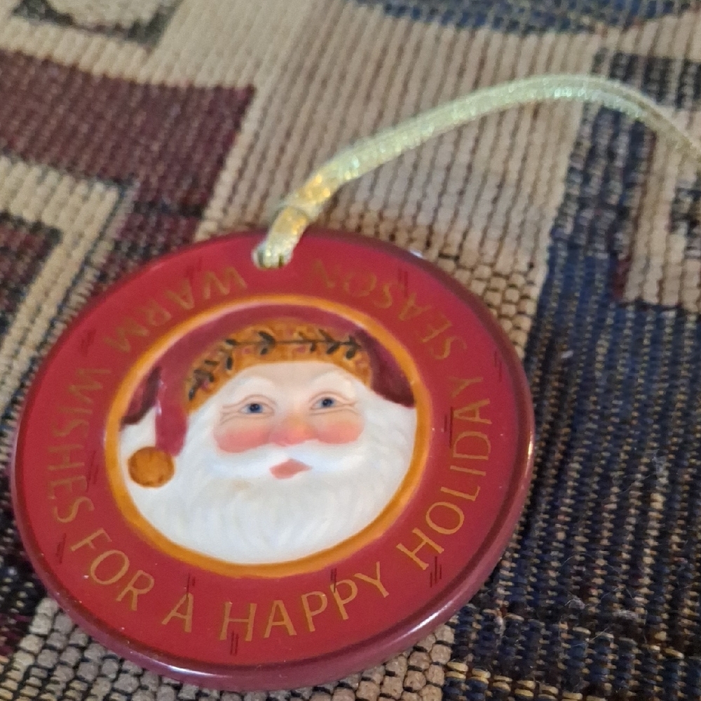 Red Santa Holiday Ornament - Festive Wall/Tree Decoration